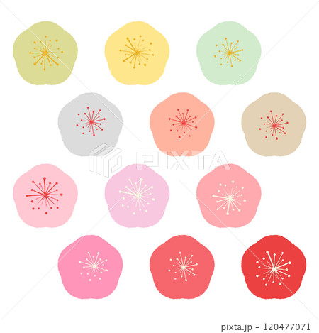 カラフルな梅の花ベクターイラスト カラフルな梅の花ベクターイラスト 120477071