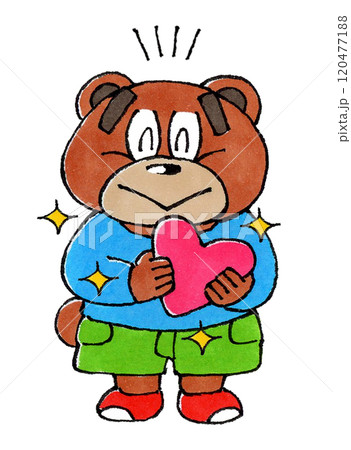ハートを持つ熊のキャラクター(キラキラ) 120477188