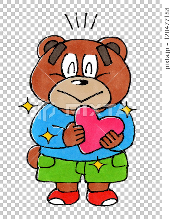 ハートを持つ熊のキャラクター(キラキラ) 120477188