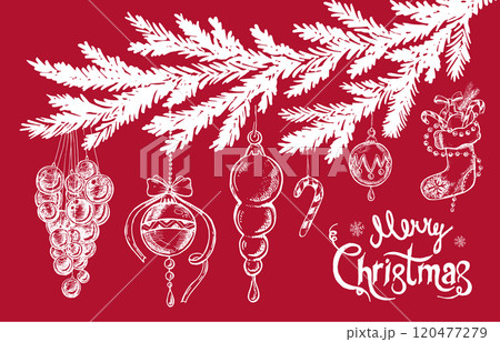 Christmas ball. Hand drawn illustration. Christmas ball. Hand drawn illustration. 120477279