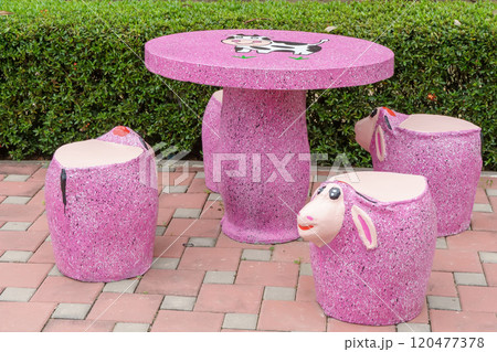 Stone bench table set Stone bench table set 120477378