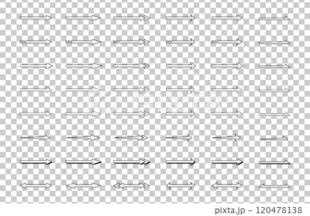 シンプルな矢印イラストセット／版ズレ／モノクロ／白黒 120478138