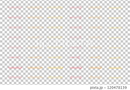 シンプルな矢印イラストセット／白抜き／カラー／赤／オレンジ／黄色 120478139