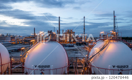 Industrial oil and gas storage tank at oil and gas depot terminal logistic industrial plant, Business logistic oil and gas storage tank chemical petroleum petrochemical refinery product industrial. 120478446