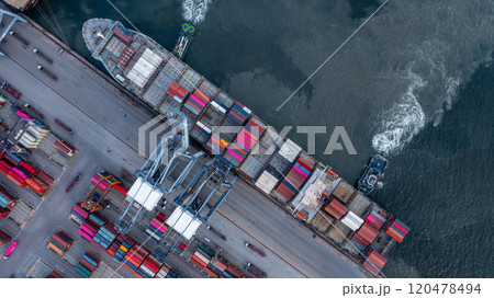 Container cargo ship global business logistic import export transportation, Container cargo ship freight shipping shipment international, Industrial business logistic freight by container cargo ship. 120478494