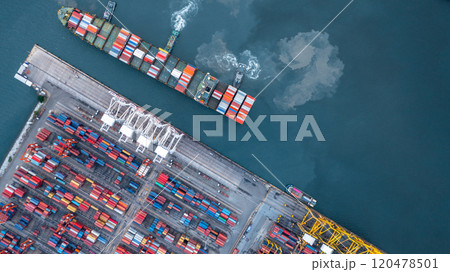 Container cargo ship global business logistic import export transportation, Container cargo ship freight shipping shipment international, Industrial business logistic freight by container cargo ship. Container cargo ship global business logistic import export transportation, Container cargo ship freight shipping shipment international, Industrial business logistic freight by container cargo ship. 120478501