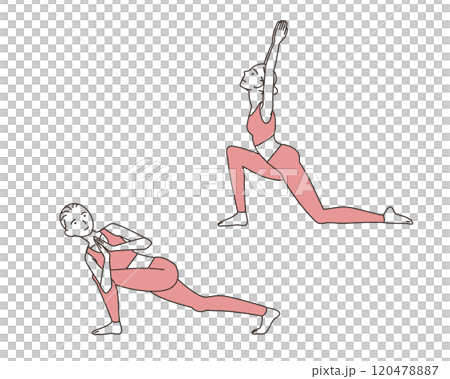 Illustration set of women doing yoga, people, poses Illustration set of women doing yoga, people, poses 120478887
