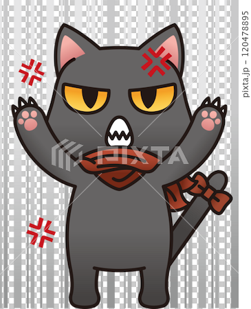怒っている黒猫 120478895