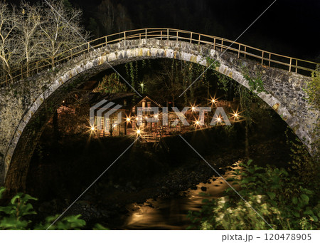 View of the historical house built with stone arch bridge and local architecture View of the historical house built with stone arch bridge and local architecture 120478905