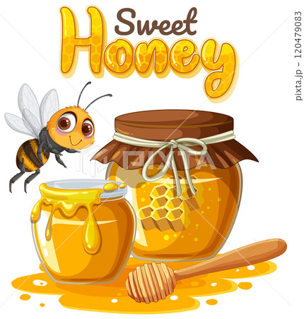 Sweet Honey and Busy Bee Illustration Sweet Honey and Busy Bee Illustration 120479083