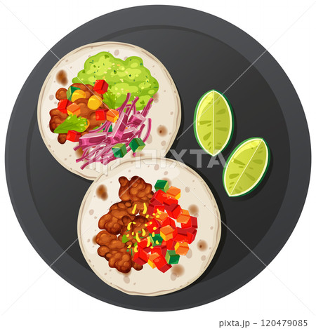 Delicious Mexican Tacos on Plate Delicious Mexican Tacos on Plate 120479085