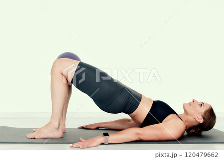 Glute Bridge with Exercise Ball Glute Bridge with Exercise Ball 120479662