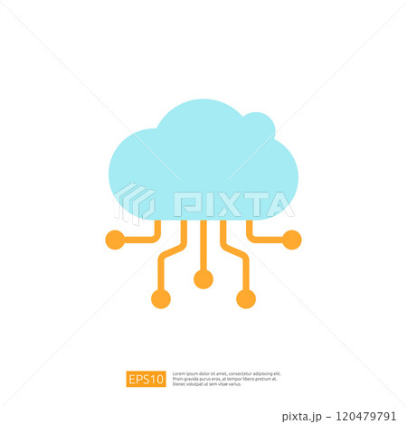 A stylized graphic of a cloud with connected...のイラスト素材 [120479791] - PIXTA