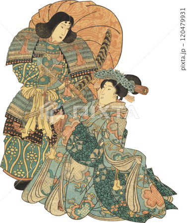 浮世絵　イラスト　平敦盛　玉織姫 120479931
