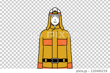 正面を向いた防火服姿の消防士 120480259