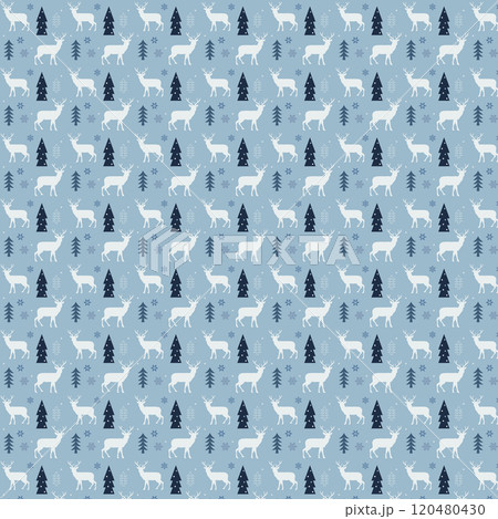 winter deer with tree pattern illustration 120480430