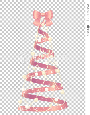 Illustration of a Christmas tree made of ribbons and pearls Illustration of a Christmas tree made of ribbons and pearls 120480598