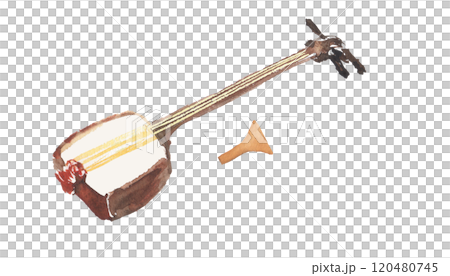 水彩で描いた三味線のイラスト 120480745