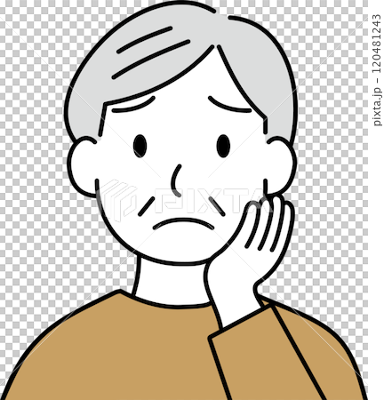 Illustration of a worried elderly woman Illustration of a worried elderly woman 120481243