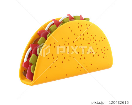 Taco icon in 3d style on white background. Mexican food taco. 120482616