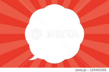 雲の吹き出しとサンバーストのキャンペーン背景　赤 120483308