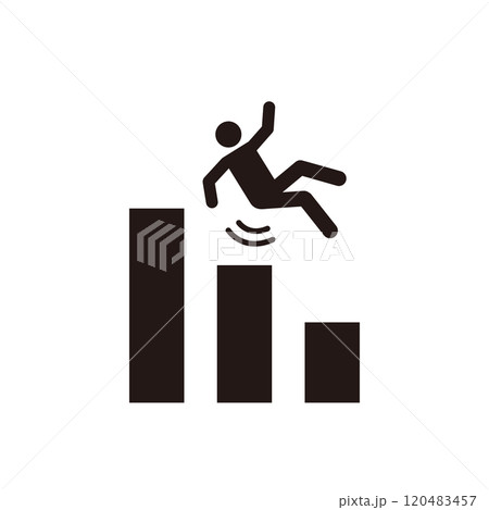 階段から転げ落ちる人のピクトグラムアイコン 120483457