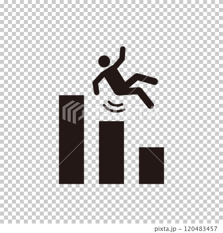 一個人從樓梯上摔下來的象形圖圖標 120483457