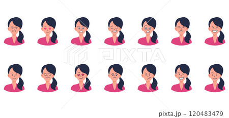 Portraits of woman. Girl Avatar.  Female emotions. 120483479