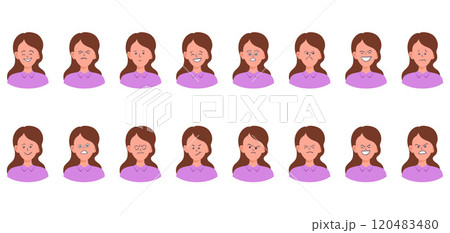 Portraits of woman. Girl Avatar.  Female emotions. 120483480