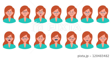 Portraits of woman. Girl Avatar. Female emotions. Portraits of woman. Girl Avatar. Female emotions. 120483482