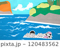 海で泳ぐ子どもたち 120483562