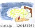 犬と一緒に寝ている人 120483564