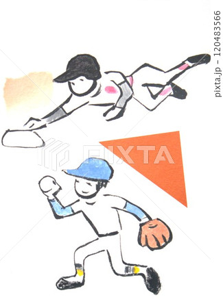 野球をする男の子のイラスト 120483566