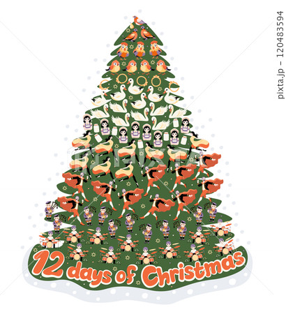 The twelve days of Christmas. English Christmas carol. Vector isolated illustration The twelve days of Christmas. English Christmas carol. Vector isolated illustration 120483594