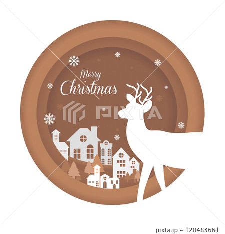 Christmas Paper cut winter with reindeer. Vector illustrations 120483661