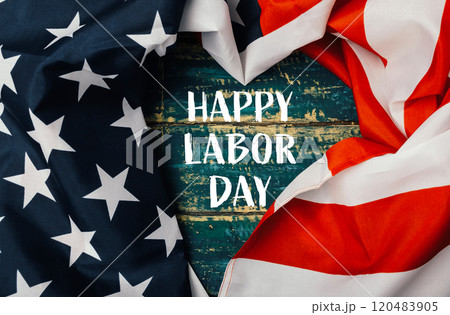 the words Happy Labor Day written in red the words Happy Labor Day written in red 120483905