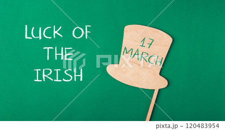 a wooden hat on it that says Lucky of the Irish on it 120483954