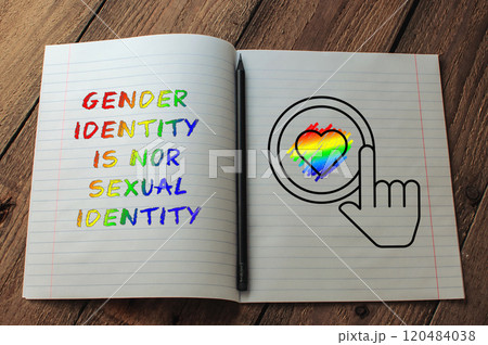 Piece of paper with a rainbow heart 120484038