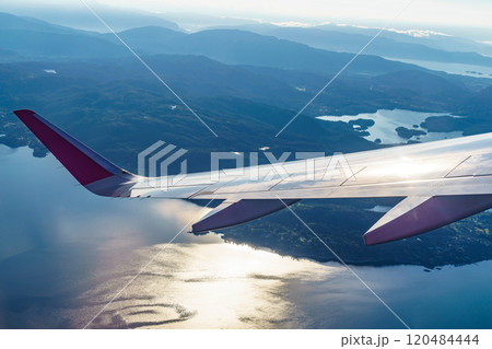 View from an airplane to fjords in Norway 120484444