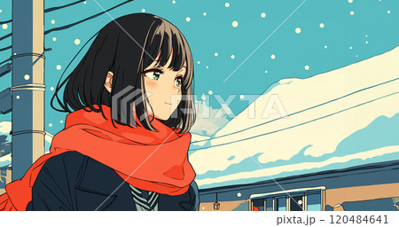 マフラーを巻いた女の子 120484641