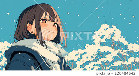 マフラーを巻いた女の子 120484642