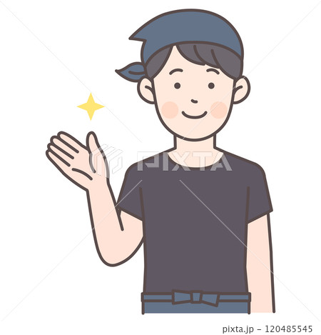 案内する飲食店男性スタッフ 120485545