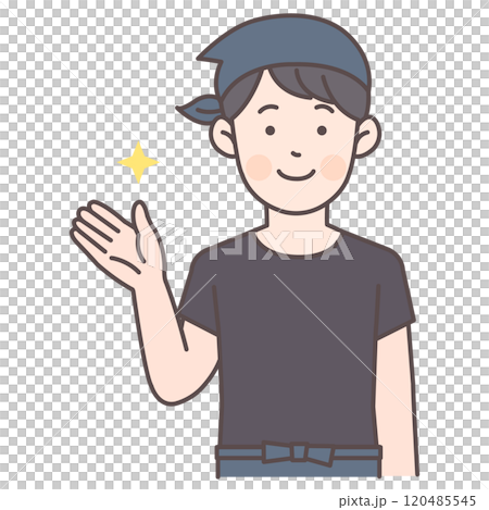 案内する飲食店男性スタッフ 120485545