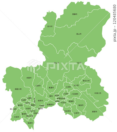 分割できる岐阜県地図　市町村名あり 120485680