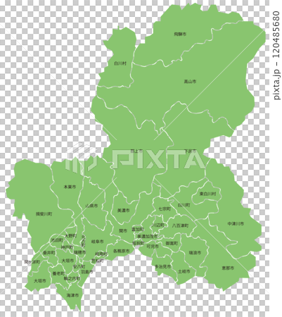 分割できる岐阜県地図　市町村名あり 120485680