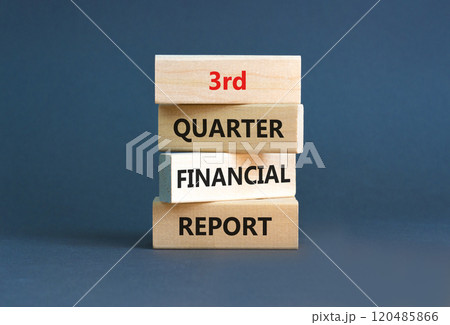 3rd quarter financial report symbol. Concept words 3rd quarter financial report on beautiful wooden blocks. Beautiful grey background. Business 3rd quarter financial report concept. Copy space. 3rd quarter financial report symbol. Concept words 3rd quarter financial report on beautiful wooden blocks. Beautiful grey background. Business 3rd quarter financial report concept. Copy space. 120485866