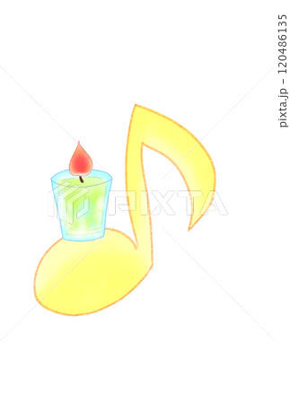 かわいいキャンドルと音符 120486135