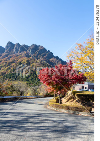 秋の妙義山　妙義山パノラマパークの紅葉 120486279