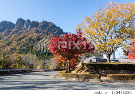 秋の妙義山 妙義山パノラマパークの紅葉 秋の妙義山 妙義山パノラマパークの紅葉 120486280