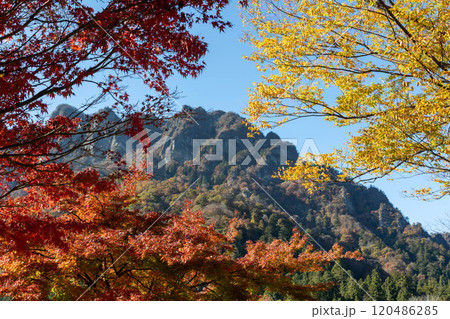 秋の妙義山　妙義山パノラマパークの紅葉 120486285